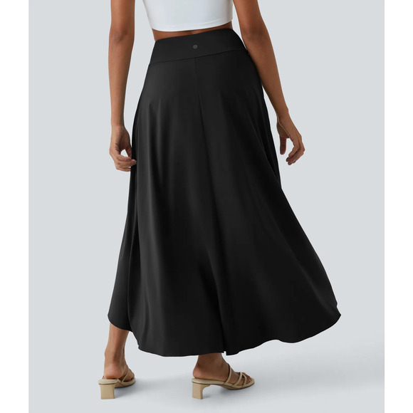 Halara Breezeful High Low Ruffle Flowy Quick Dry Casual Maxi Skirt Black L - Picture 6 of 9